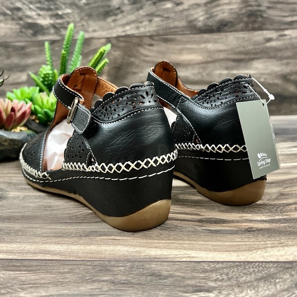 NIB Spring Step Roxela Black Leather T Strap Mary Jane Sandals Shoes - Picture 8 of 13